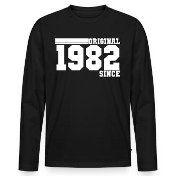 Millésime 1982 - T-shirt manches longues Premium bio Homme - noir - Devant - Nico (187cm)