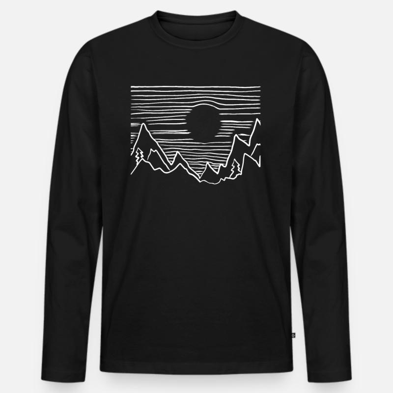 Berge - Männer Premium Bio Langarmshirt - Schwarz
