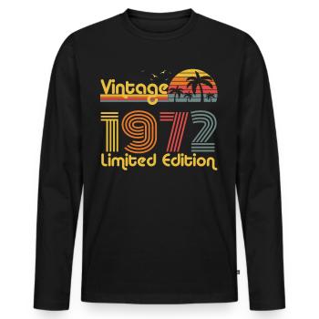 Year of birth gift 1972 - Men's Premium Organic Long Sleeve Shirt - black - Front - Nico (187cm)
