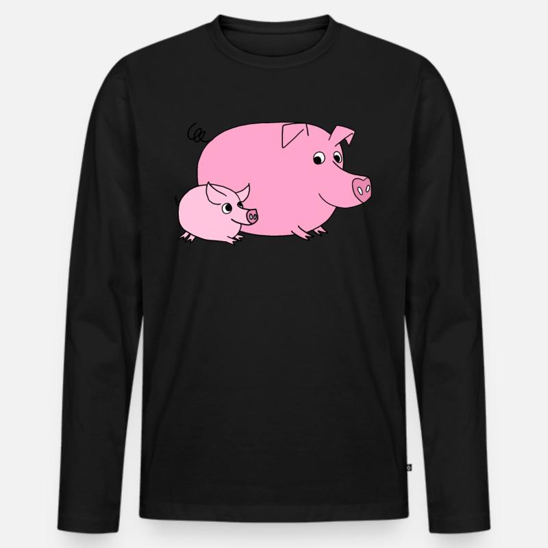 Schwein - Männer Premium Bio Langarmshirt - Schwarz