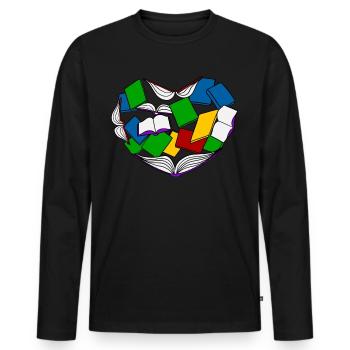 Lesen - Buch - Bücher - Männer Premium Bio Langarmshirt - Schwarz - Vorne - Nico (187cm)