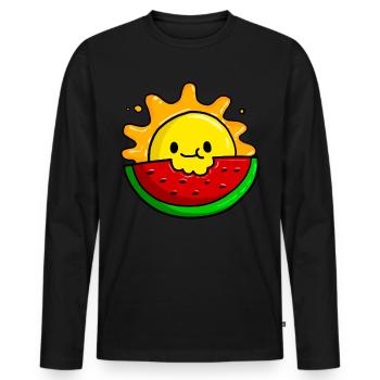 Melons - T-shirt manches longues Premium bio Homme - noir - Devant - Nico (187cm)
