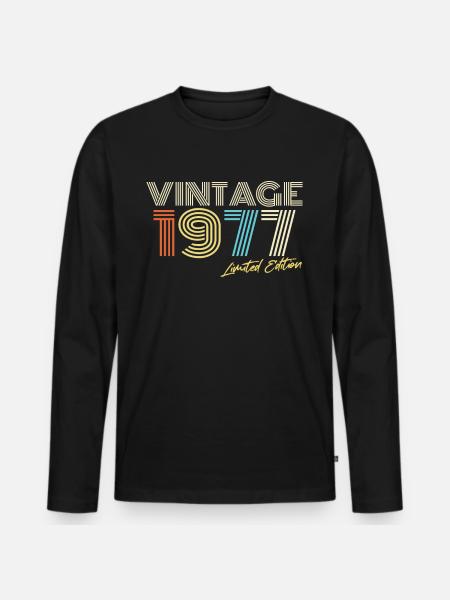 - Vendimia (1977) - Camiseta ecológica prémium de manga larga para hombre - negro