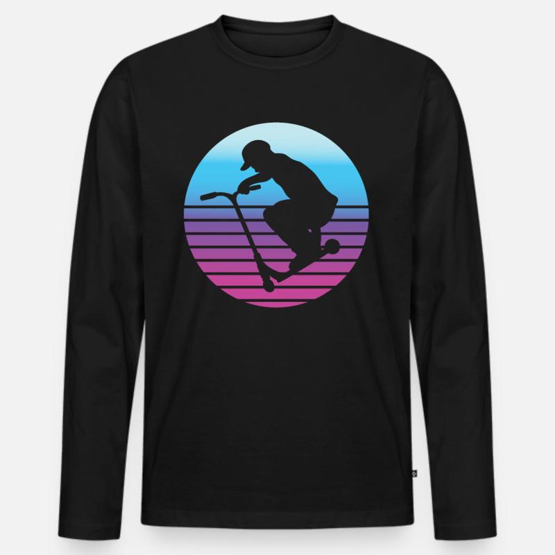 Scooter Stunt Tretroller - Männer Premium Bio Langarmshirt - Schwarz