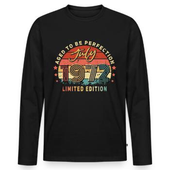 July 1972 - Men's Premium Organic Long Sleeve Shirt - black - Front - Nico (187cm)