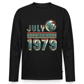 July 1979 Vintage Lion Gift - Men's Premium Organic Long Sleeve Shirt - black - Front - Nico (187cm)
