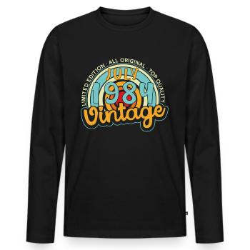July 1984 Vintage Gift - Men's Premium Organic Long Sleeve Shirt - black - Front - Nico (187cm)