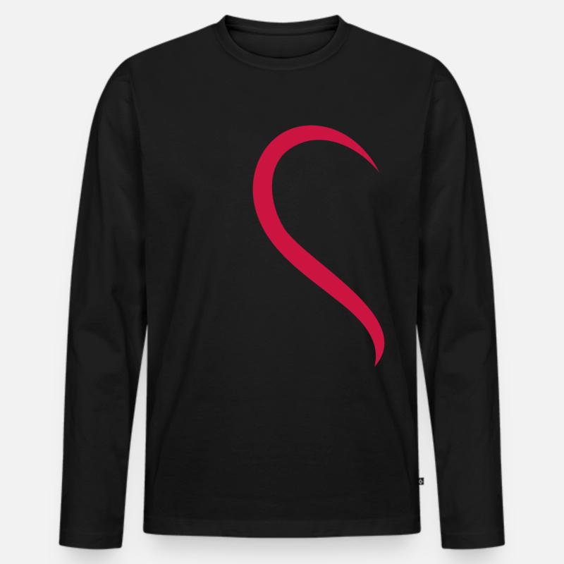 Liebe - Herz - Rot - Männer Premium Bio Langarmshirt - Schwarz
