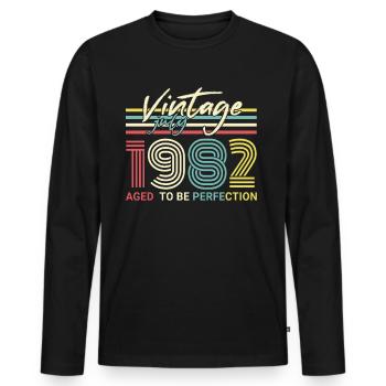 geboren im Juli 1982 - Männer Premium Bio Langarmshirt - Schwarz - Vorne - Nico (187cm)