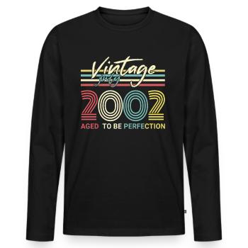 geboren im Juli 2002 - Männer Premium Bio Langarmshirt - Schwarz - Vorne - Nico (187cm)