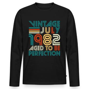 Vintage Perfektion im Juli 1982 - Männer Premium Bio Langarmshirt - Schwarz - Vorne - Nico (187cm)