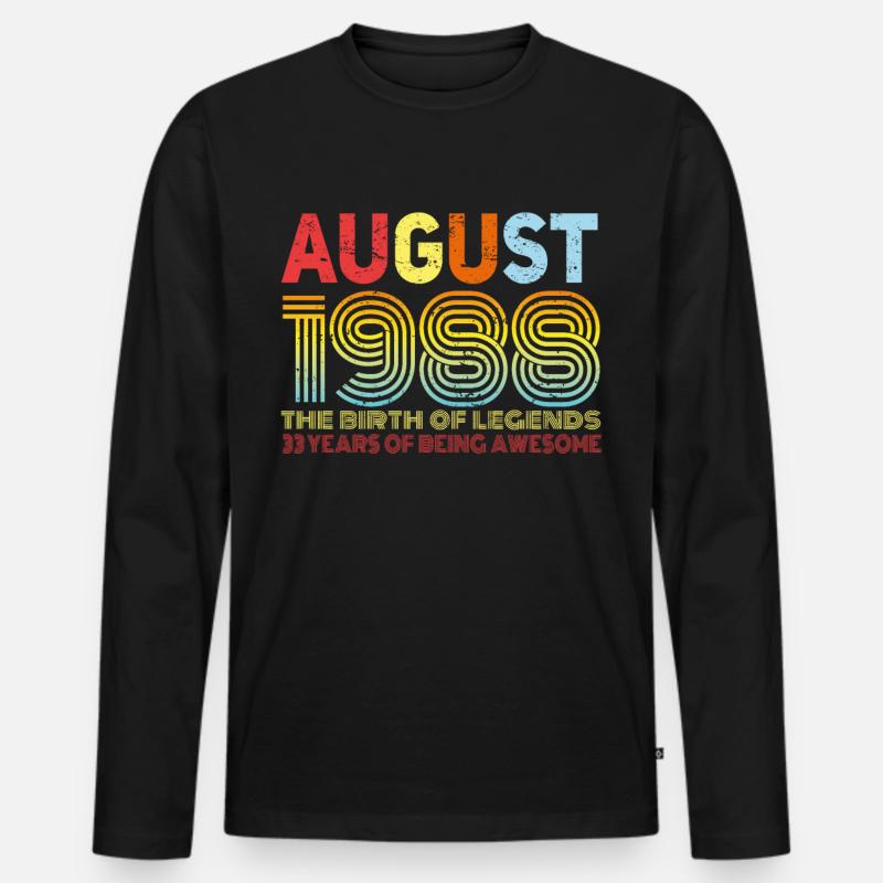 August 1988 Geschenkidee - Männer Premium Bio Langarmshirt - Schwarz