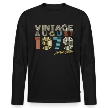 Vintage August 1979 Geschenkidee - Männer Premium Bio Langarmshirt - Schwarz - Vorne - Nico (187cm)