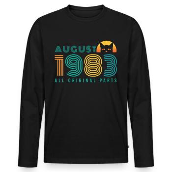 vintage im August 1983 Geschenkidee - Männer Premium Bio Langarmshirt - Schwarz - Vorne - Nico (187cm)