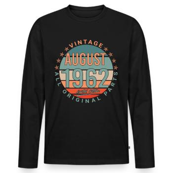 August 1962 Vintage - Männer Premium Bio Langarmshirt - Schwarz - Vorne - Nico (187cm)