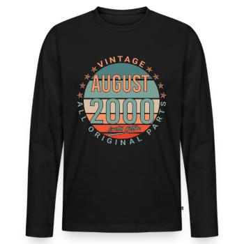 In August 2000 Vintage Gift Idea - Men's Premium Organic Long Sleeve Shirt - black - Front - Nico (187cm)