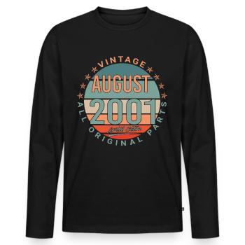 Im August 2001 Vintage Geschenkidee - Männer Premium Bio Langarmshirt - Schwarz - Vorne - Nico (187cm)