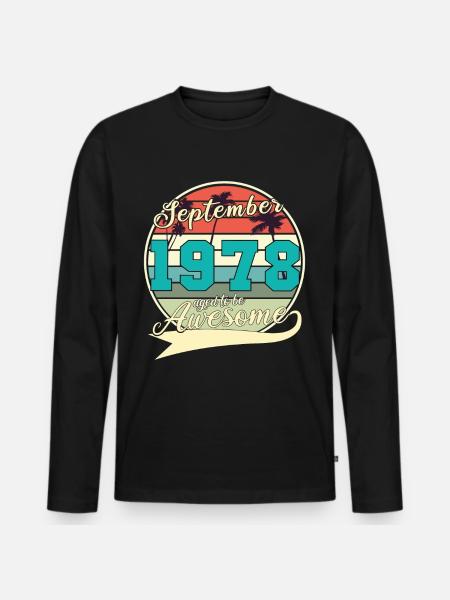 Septembre 1978 Idée de cadeau - T-shirt manches longues Premium bio Homme - noir