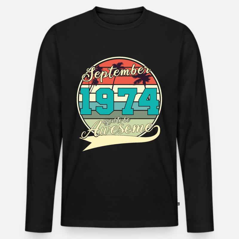 September 1974 Geschenkidee - Männer Premium Bio Langarmshirt - Schwarz