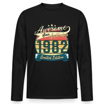1982 in September Vintage Gift - Men's Premium Organic Long Sleeve Shirt - black - Front - Nico (187cm)