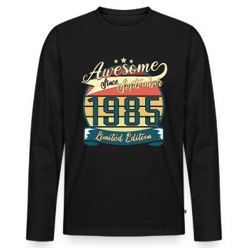 1985 in September Vintage Gift - Men's Premium Organic Long Sleeve Shirt - black - Front - Nico (187cm)