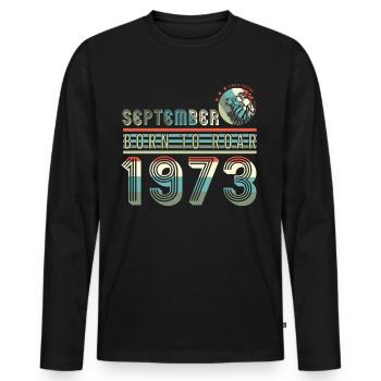 Lion In September 1973 Vintage - Men's Premium Organic Long Sleeve Shirt - black - Front - Nico (187cm)