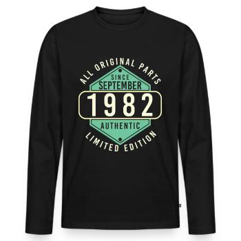 1982 In September Retro Gift - Men's Premium Organic Long Sleeve Shirt - black - Front - Nico (187cm)