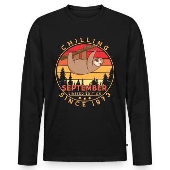 Born in 1973 September Vintage Gift Idea - Men's Premium Organic Long Sleeve Shirt - black - Front - Nico (187cm)