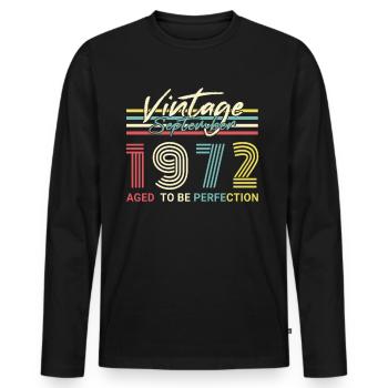 1972 En Septembre Rétro Cadeau - T-shirt manches longues Premium bio Homme - noir - Devant - Nico (187cm)