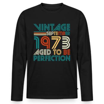1973 September Perfection Retro - Men's Premium Organic Long Sleeve Shirt - black - Front - Nico (187cm)