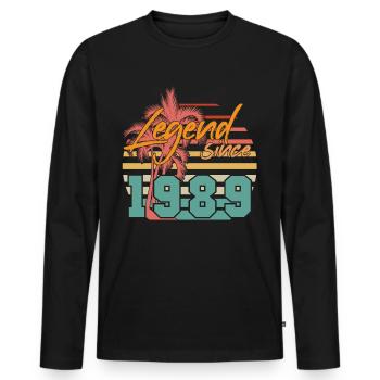 Legend 1989 Vintage - Men's Premium Organic Long Sleeve Shirt - black - Front - Nico (187cm)