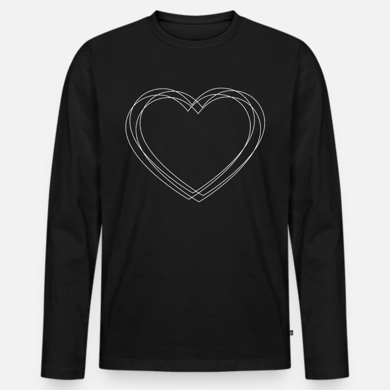 Herz - Männer Premium Bio Langarmshirt - Schwarz