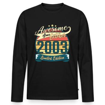 Geschenkidee Oktober 2003 Retro - Männer Premium Bio Langarmshirt - Schwarz - Vorne - Nico (187cm)