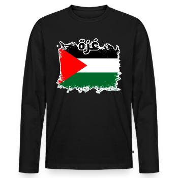 Gaza غزة - Men's Premium Organic Long Sleeve Shirt - black - Front - Nico (187cm)