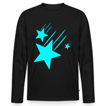 3 étoiles turquoise - T-shirt manches longues Premium bio Homme - noir - Devant - Nico (187cm)