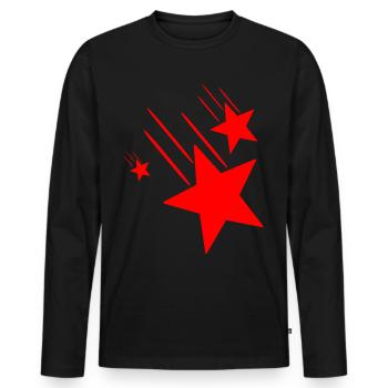 Étoiles rouges - T-shirt manches longues Premium bio Homme - noir - Devant - Nico (187cm)