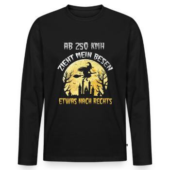 Hexe Ab 250 kmh zieht mein Besen etwas nach rechts - Männer Premium Bio Langarmshirt - Schwarz - Vorne - Nico (187cm)