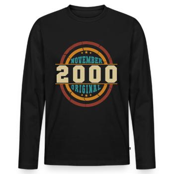 Original 2000 In November Vintage - Men's Premium Organic Long Sleeve Shirt - black - Front - Nico (187cm)