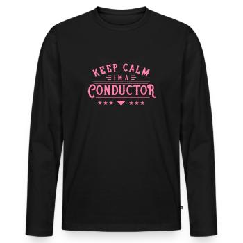 Restez calme Je suis chef d’orchestre Chef d’orchestre Sprüch - T-shirt manches longues Premium bio Homme - noir - Devant - Nico (187cm)