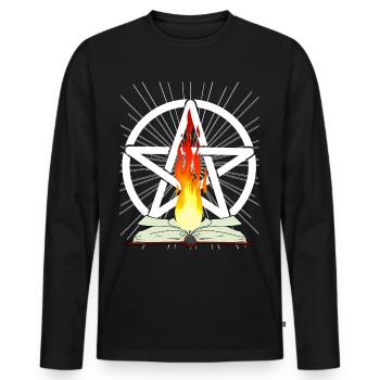 Pentagramm Hexerei Satanisch Okkult Spirituell - Männer Premium Bio Langarmshirt - Schwarz - Vorne - Nico (187cm)