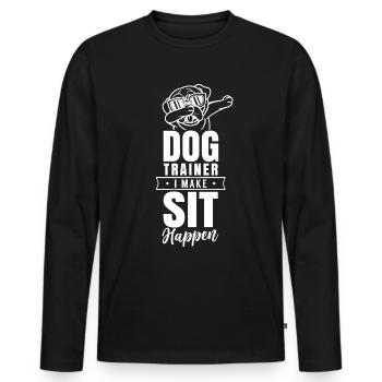 Hundetrainer Hundeführer Hundeschule Spruch - Männer Premium Bio Langarmshirt - Schwarz - Vorne - Nico (187cm)