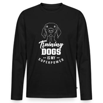 Hunde Trainieren Ist Meine Superkraft Hundeschule - Männer Premium Bio Langarmshirt - Schwarz - Vorne - Nico (187cm)