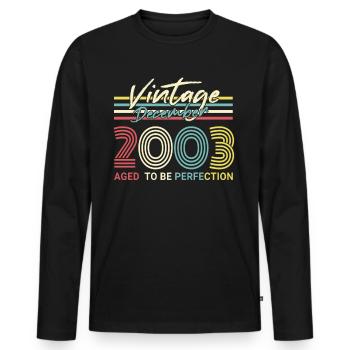 Geschenkidee Vintage Dezember 2003 - Männer Premium Bio Langarmshirt - Schwarz - Vorne - Nico (187cm)