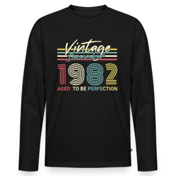 Geboren Dezember 1982 Perfektion - Männer Premium Bio Langarmshirt - Schwarz - Vorne - Nico (187cm)