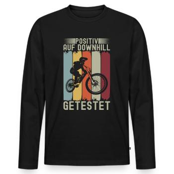 Positiv Auf Mountainbike Downhill Mtb Radfahrer - Männer Premium Bio Langarmshirt - Schwarz - Vorne - Nico (187cm)