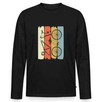 Retro Mountain Bike Downhill Mtb Cyclist - Men's Premium Organic Long Sleeve Shirt - black - Front - Nico (187cm)