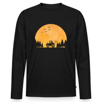 Tractor driver Tractor Tractor Farmer Moon - Men's Premium Organic Long Sleeve Shirt - black - Front - Nico (187cm)