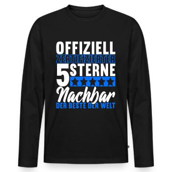 Nachbar Nachbarschaft Nachbarn - Männer Premium Bio Langarmshirt - Schwarz - Vorne - Nico (187cm)