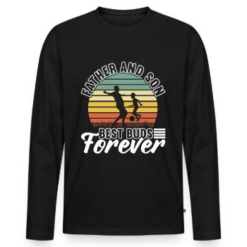 Vatertag Papa Und Sohn Fußball - Männer Premium Bio Langarmshirt - Schwarz - Vorne - Nico (187cm)