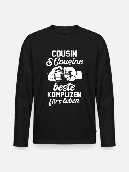Cousin und Cousine - Männer Premium Bio Langarmshirt - Schwarz